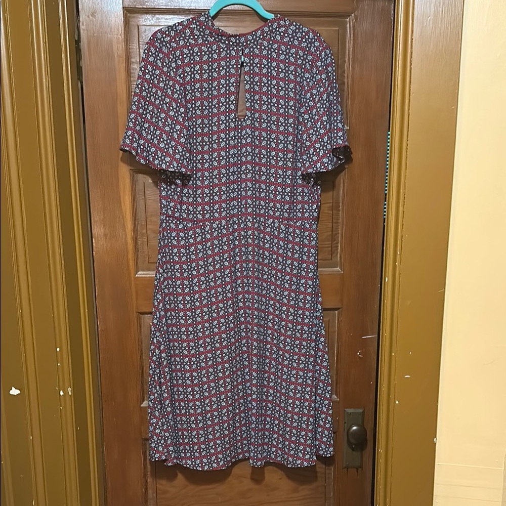 Floral Patterned Dress - Red and Blue
